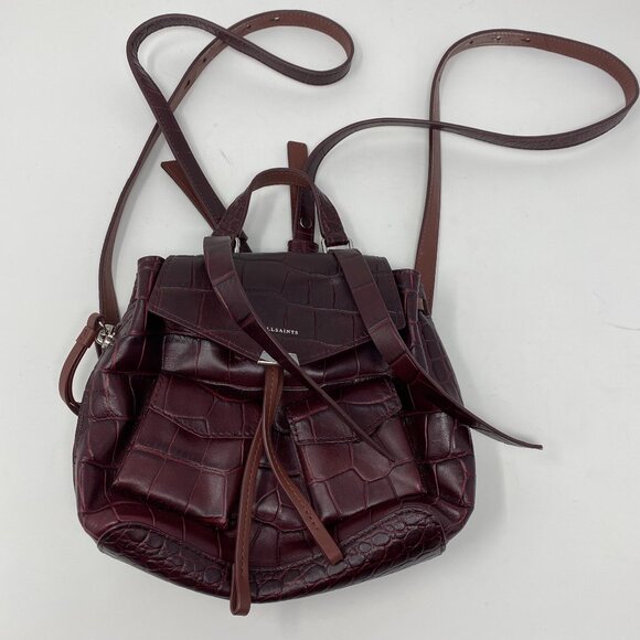 NEW allsaints revolve polly mini croc leather backback main image 10